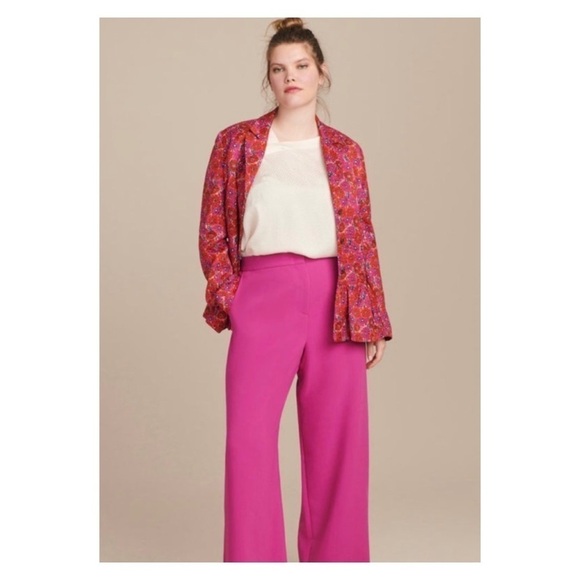 LELA ROSE Pink Red Wave Flounce Peplum Floral Jacket Size 10 NWT - Picture 4 of 11